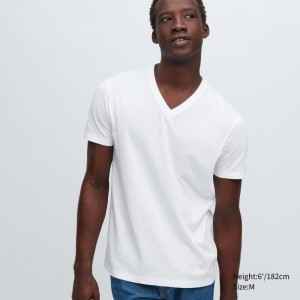 Uniqlo Dry Color V-Neck Short-Sleeve メンズ Tシャツ 白 | 1524103