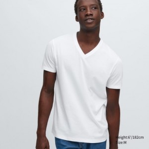 Uniqlo Dry Color V-Neck Short-Sleeve レディース Tシャツ 白 | 11723