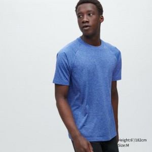 Uniqlo Dry-ex Crew Neck Short-sleeve メンズ Tシャツ 青 | 5264402