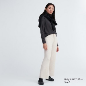 Uniqlo Washable Knit Ribbed Lounge レディース パンツ 白 | 5175160
