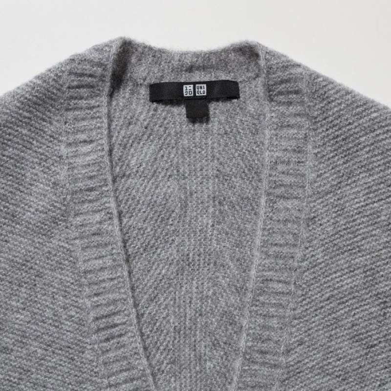 Uniqlo 3D Knit Souffle Yarn Long-Sleeve レディース カーディガン グレー | 8022735