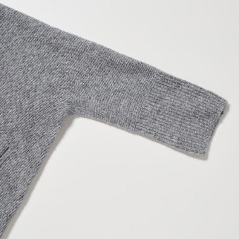 Uniqlo 3D Knit Souffle Yarn Long-Sleeve レディース カーディガン グレー | 8022735