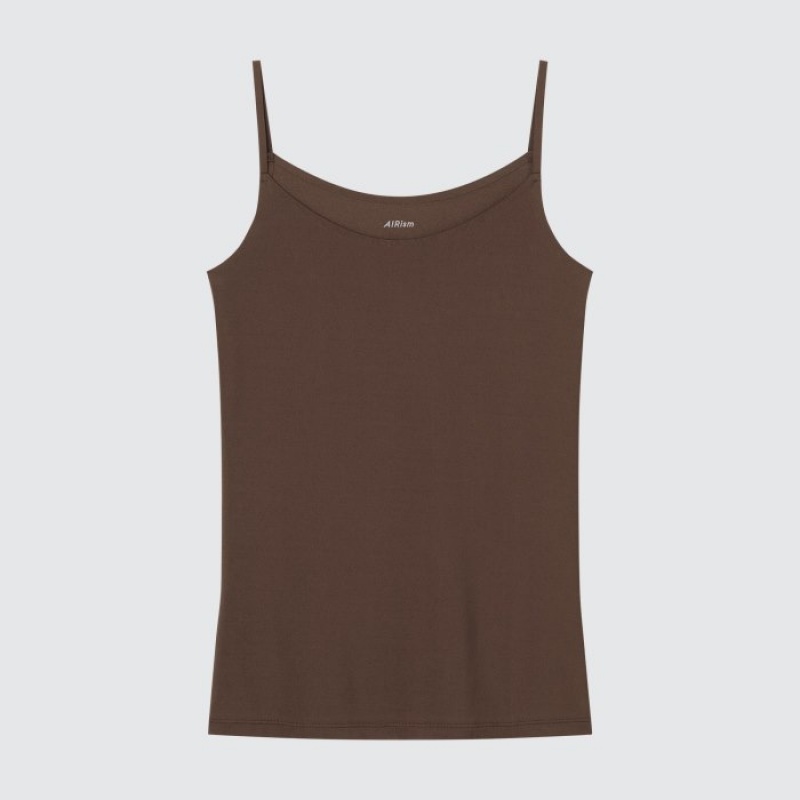 Uniqlo AIRism Camisole レディース タンクトップ ブラウン | 5391967