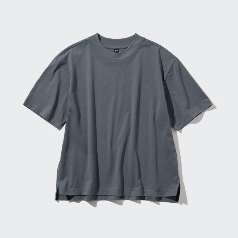 Uniqlo AIRism Cotton Short Sleeve レディース Tシャツ グレー | 183111