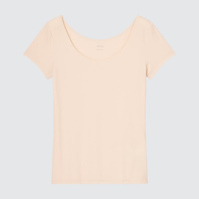 Uniqlo AIRism Scoop Neck Short-Sleeve レディース Tシャツ 白 | 3109142