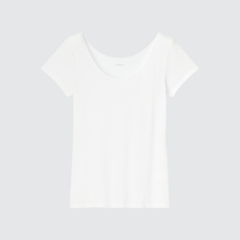 Uniqlo AIRism Scoop Neck Short-Sleeve レディース Tシャツ 白 | 3109142