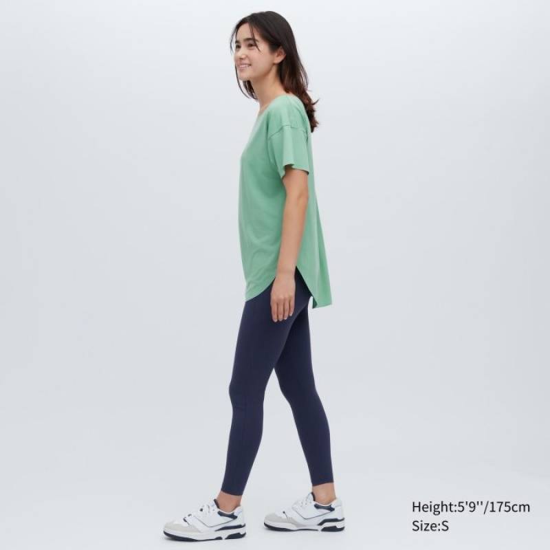 Uniqlo AIRism Seamless Boat Neck Short-Sleeve Long レディース Tシャツ 白 | 3529099