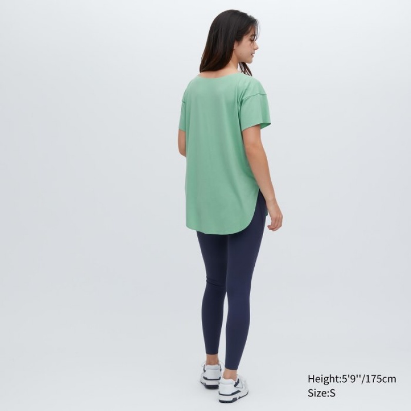 Uniqlo AIRism Seamless Boat Neck Short-Sleeve Long レディース Tシャツ 白 | 3529099