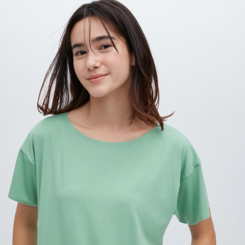 Uniqlo AIRism Seamless Boat Neck Short-Sleeve Long レディース Tシャツ 白 | 3529099