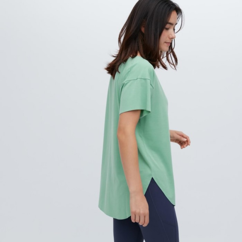 Uniqlo AIRism Seamless Boat Neck Short-Sleeve Long レディース Tシャツ 白 | 3529099