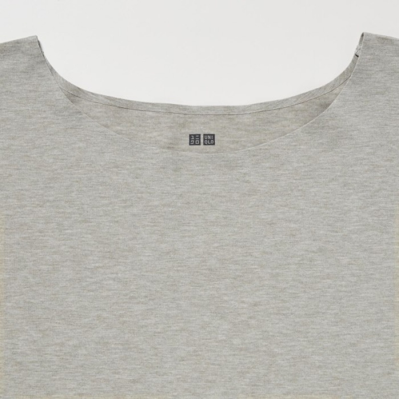Uniqlo AIRism Seamless Boat Neck Short-Sleeve Long レディース Tシャツ 白 | 9300499