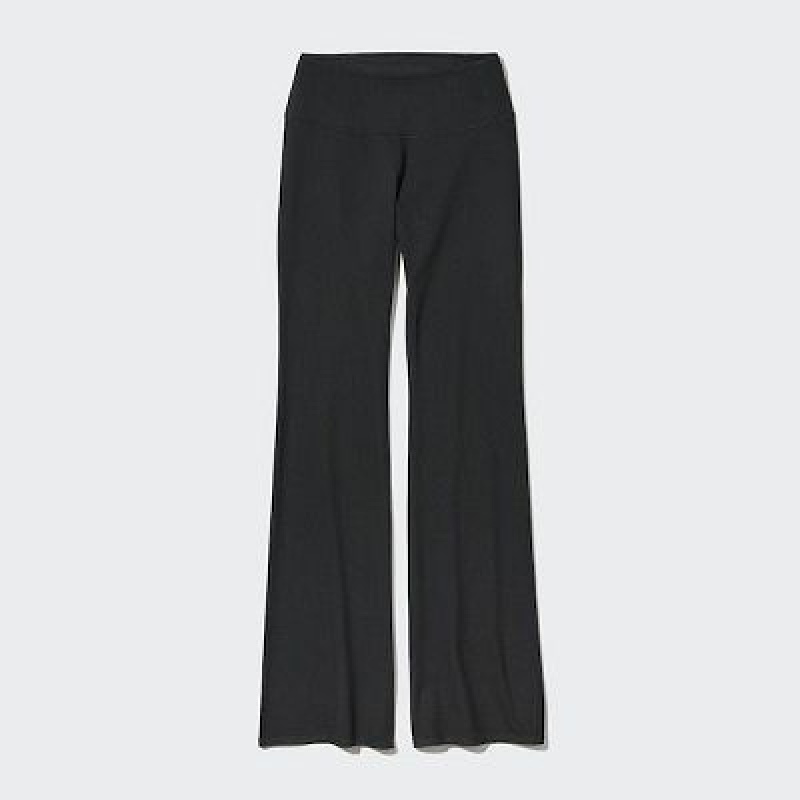 Uniqlo AIRism Soft Flare レディース パンツ 黒 | 2471940