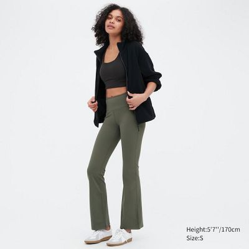 Uniqlo AIRism Soft Flare レディース パンツ オリーブ | 6115660