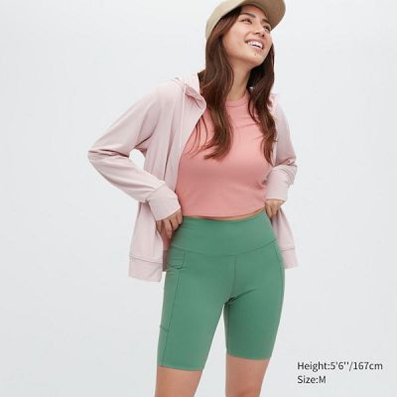 Uniqlo AIRism Soft Pocket Biker レディース ショートパンツ 緑 | 8164586