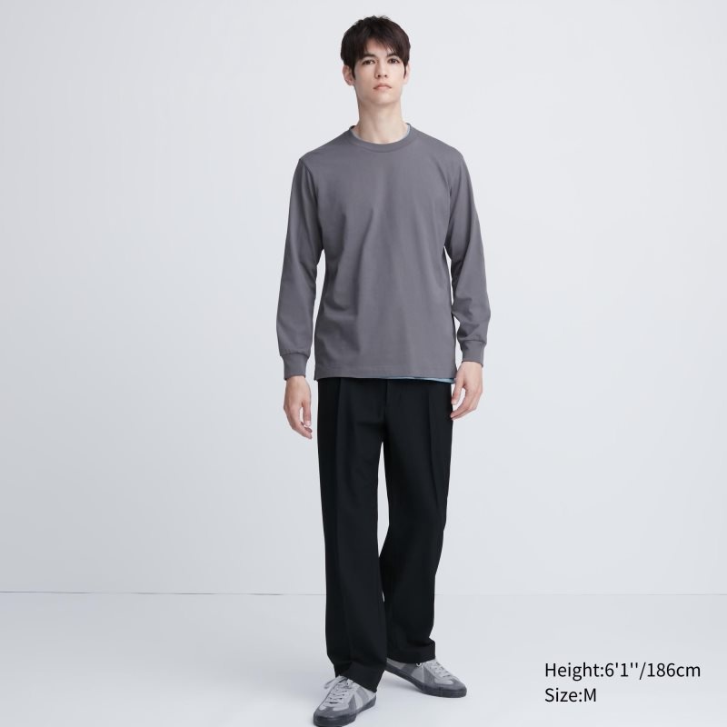 Uniqlo Airism Cotton Uv Protection Crew Neck メンズ Tシャツ グレー | 3119523