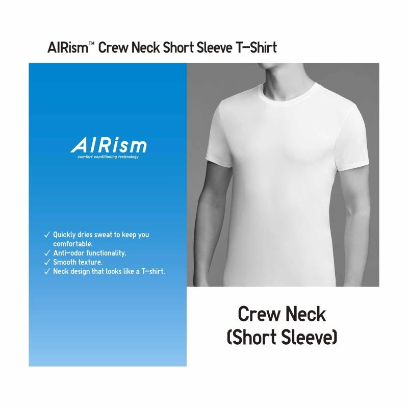 Uniqlo Airism Crew Neck Short-sleeve メンズ Tシャツ グレー | 9755536