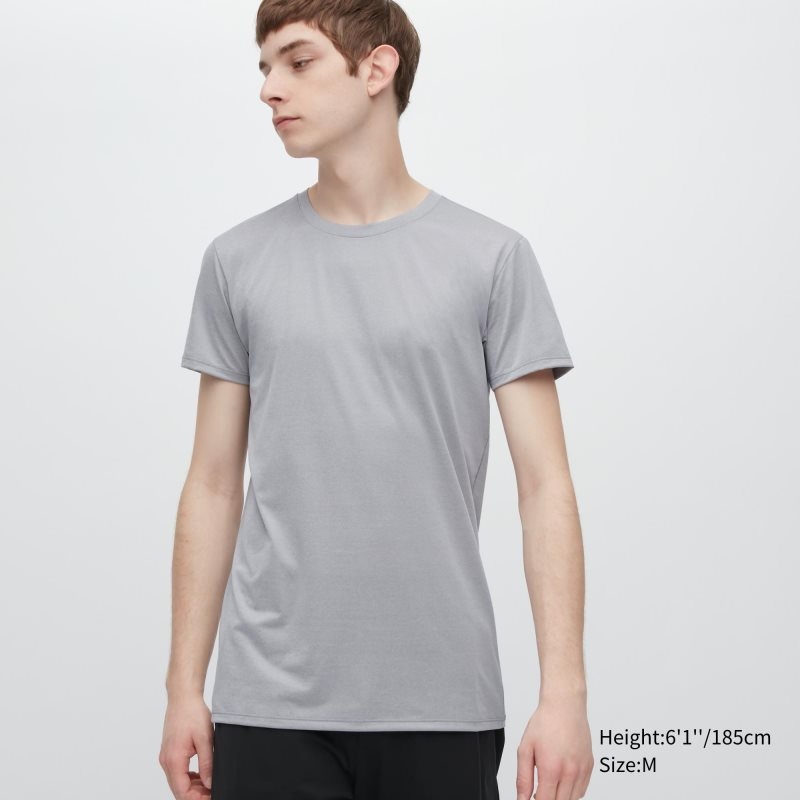 Uniqlo Airism Crew Neck Short-sleeve メンズ Tシャツ グレー | 9755536