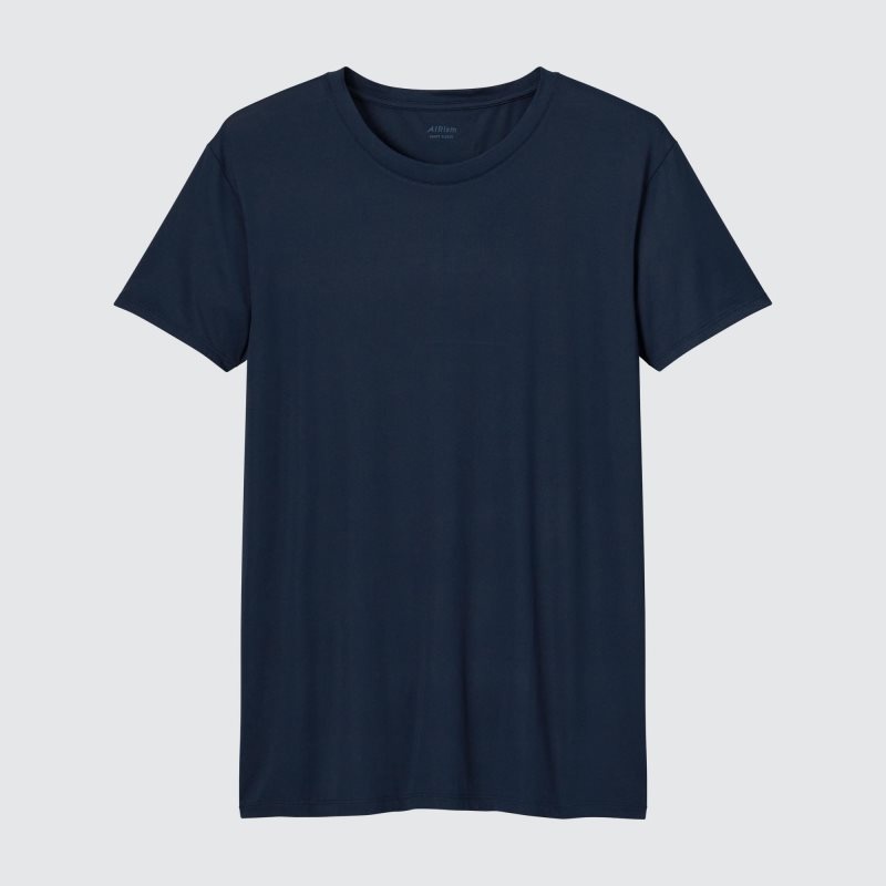 Uniqlo Airism Crew Neck Short-sleeve メンズ Tシャツ ネイビー | 1105365