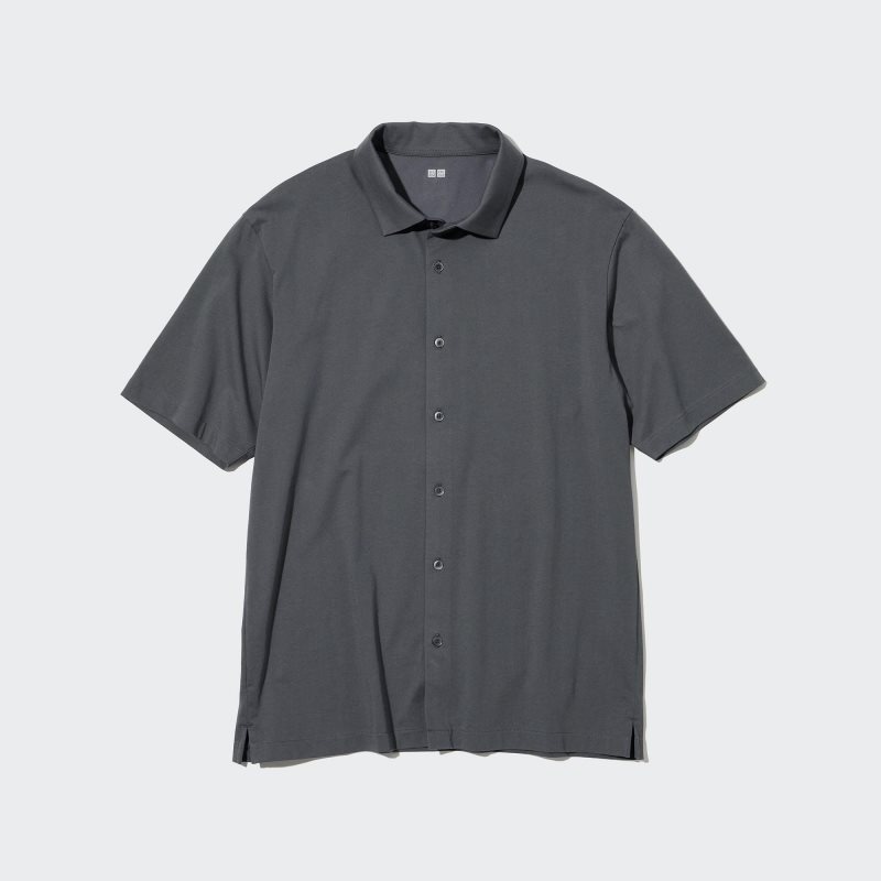Uniqlo Airism Full Open Short-sleeve メンズ ポロシャツ グレー | 3593384