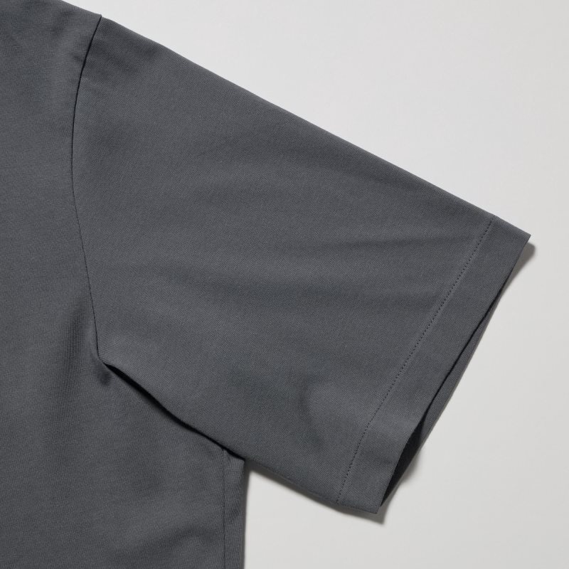 Uniqlo Airism Full Open Short-sleeve メンズ ポロシャツ グレー | 3593384