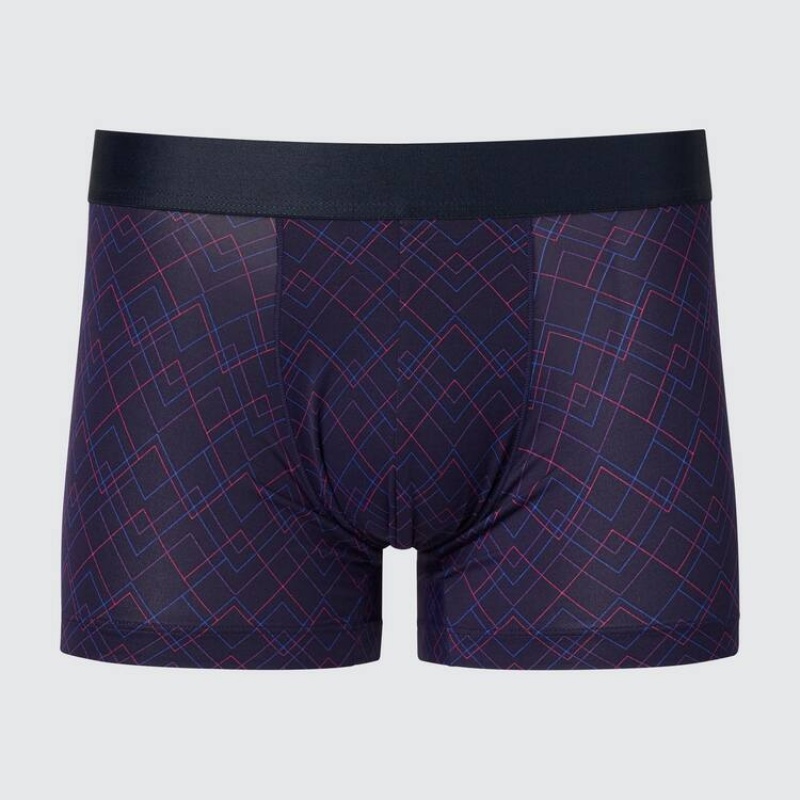 Uniqlo Airism Low Rise Printed Boxers メンズ ランジェリー ネイビー | 7616302