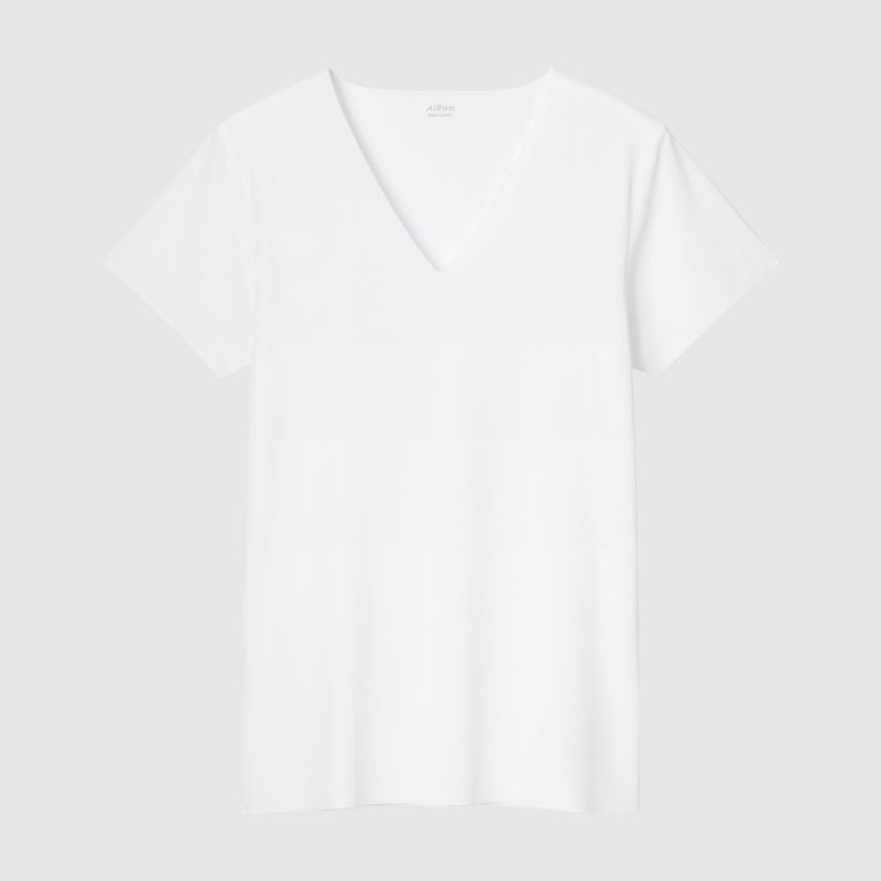 Uniqlo Airism Mesh Anti-odor V-neck メンズ Tシャツ 白 | 9341977