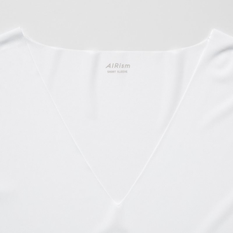 Uniqlo Airism Mesh Anti-odor V-neck メンズ Tシャツ 白 | 9341977