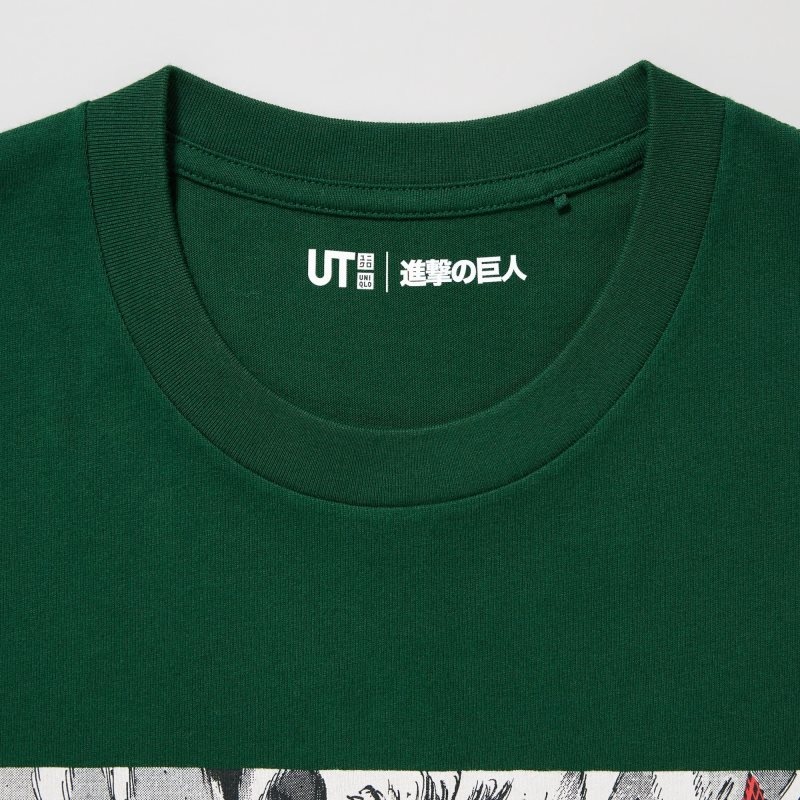 Uniqlo Attack On Titan Ut Short-sleeve Graphic Eren Transforms Into A Titan メンズ Tシャツ 緑 | 4756713