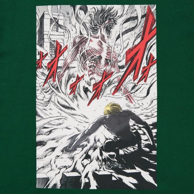 Uniqlo Attack On Titan Ut Short-sleeve Graphic Eren Transforms Into A Titan メンズ Tシャツ 緑 | 4756713