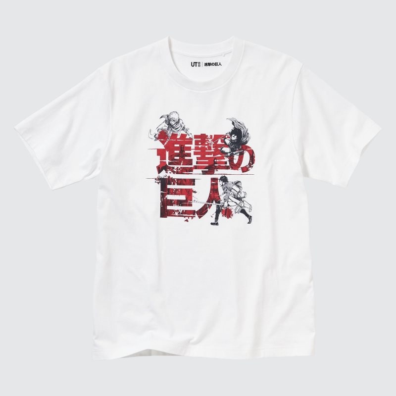 Uniqlo Attack On Titan Ut Short-sleeve Graphic Eren, Mikasa, And Armin メンズ Tシャツ 白 | 3360296