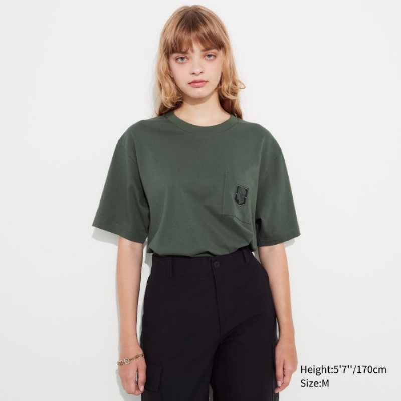 Uniqlo Attack on Titan UT Short-Sleeve レディース Tシャツ 緑 | 8976125