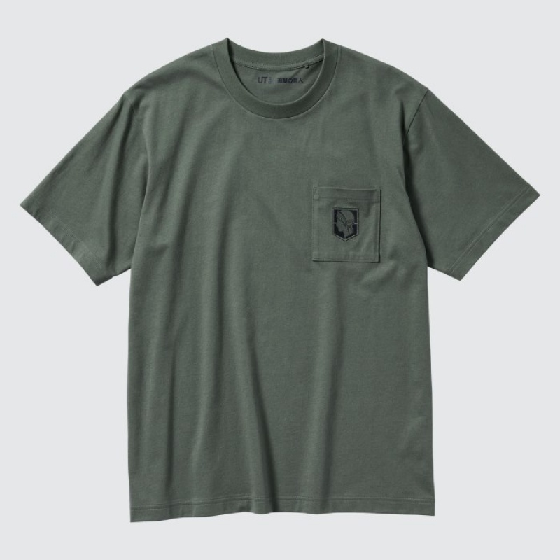 Uniqlo Attack on Titan UT Short-Sleeve レディース Tシャツ 緑 | 8976125