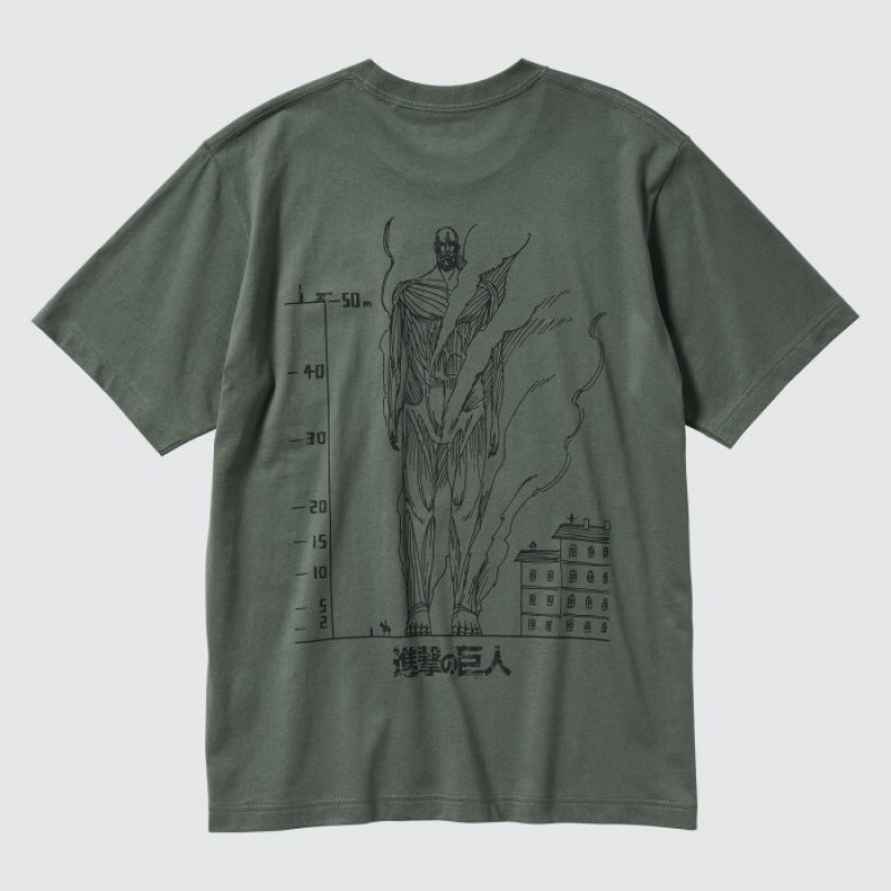 Uniqlo Attack on Titan UT Short-Sleeve レディース Tシャツ 緑 | 8976125