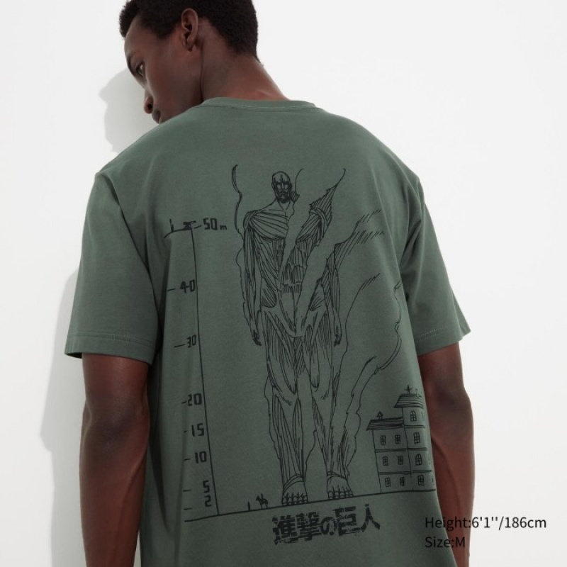 Uniqlo Attack on Titan UT Short-Sleeve レディース Tシャツ 緑 | 8976125