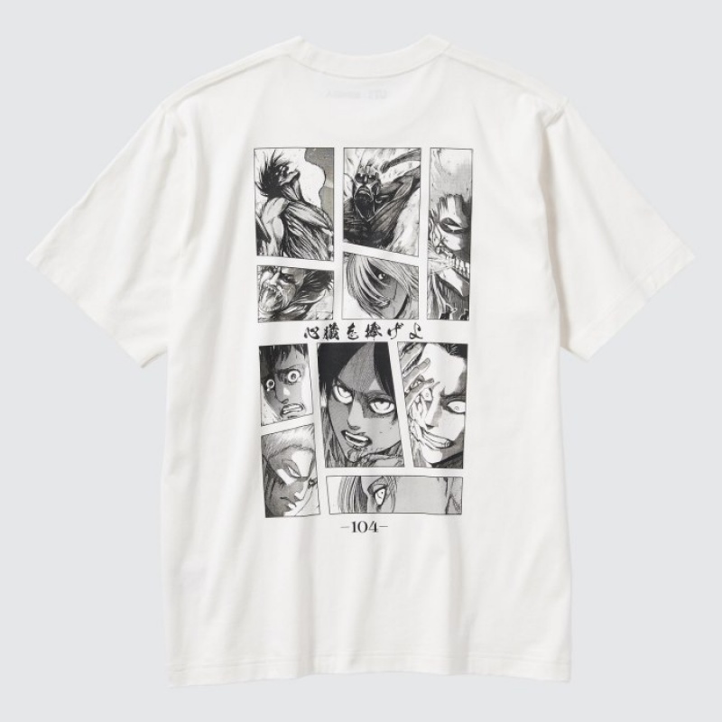 Uniqlo Attack on Titan UT Short Sleeve レディース Tシャツ 白 | 429439