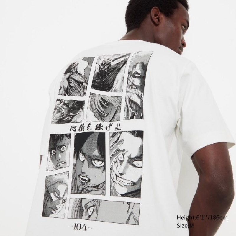 Uniqlo Attack on Titan UT Short Sleeve レディース Tシャツ 白 | 429439