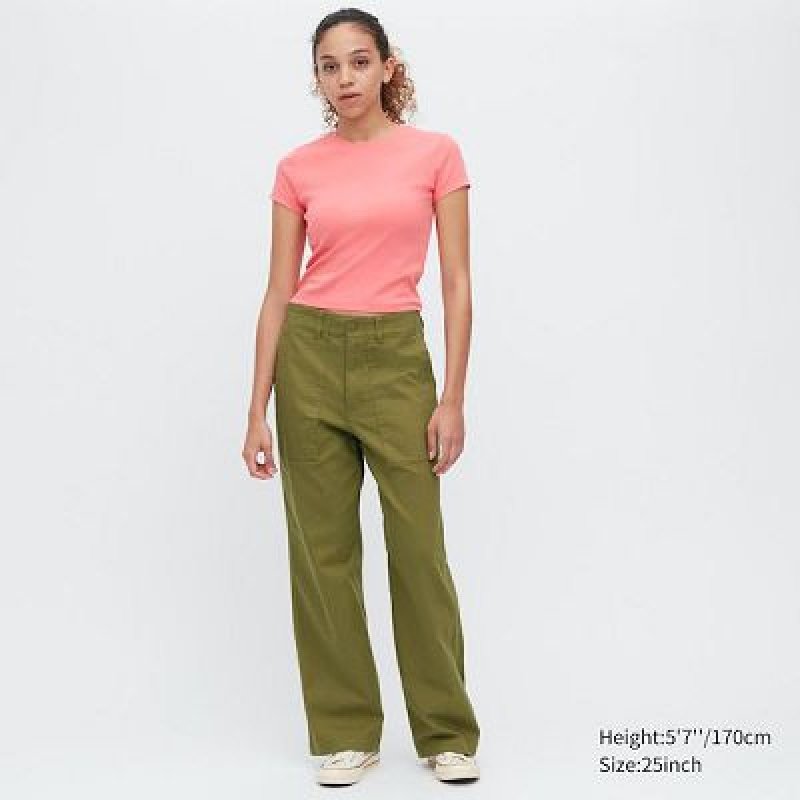 Uniqlo Baker レディース パンツ オリーブ | 3937516