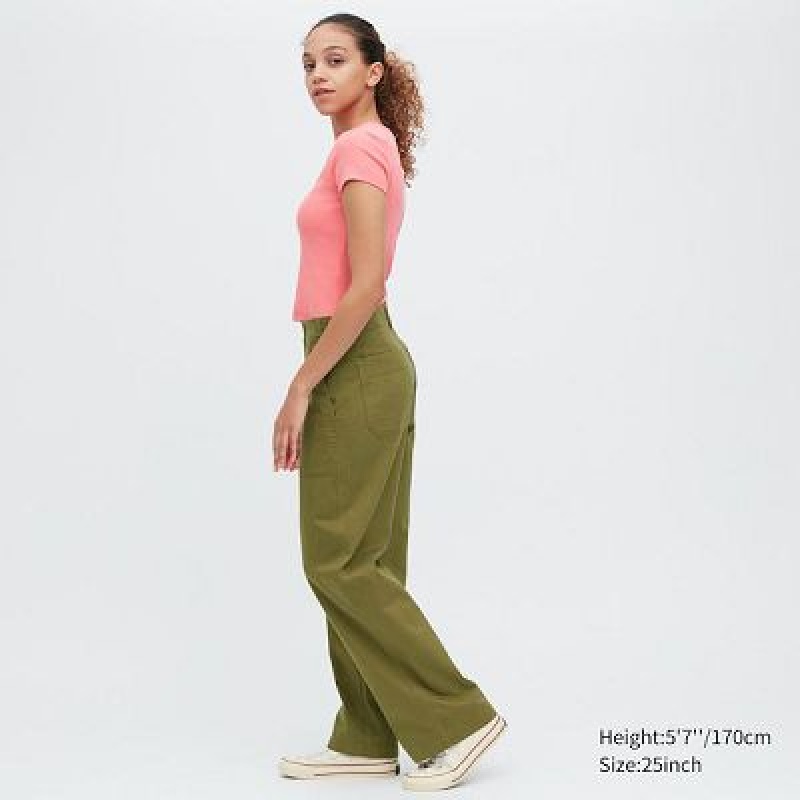 Uniqlo Baker レディース パンツ オリーブ | 3937516
