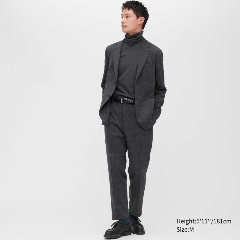 Uniqlo Brushed Cotton Turtleneck Long-sleeve メンズ Tシャツ 黒 | 9608568
