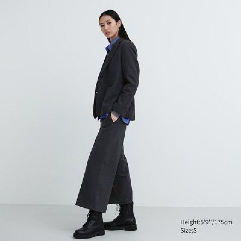 Uniqlo Brushed Jersey Cropped レディース パンツ 黒 | 9959447
