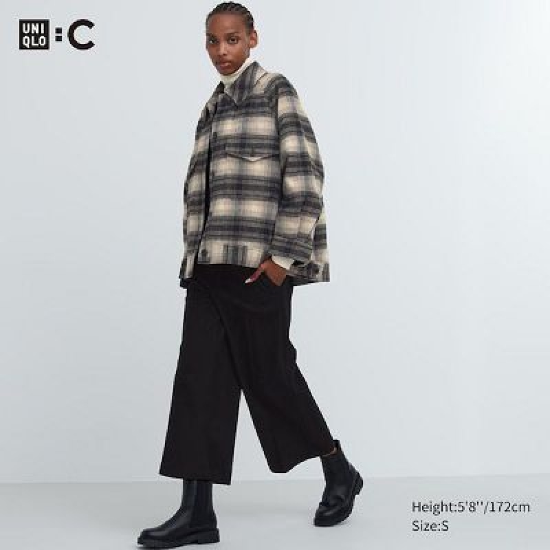 Uniqlo Brushed Jersey Cropped レディース パンツ 黒 | 9959447