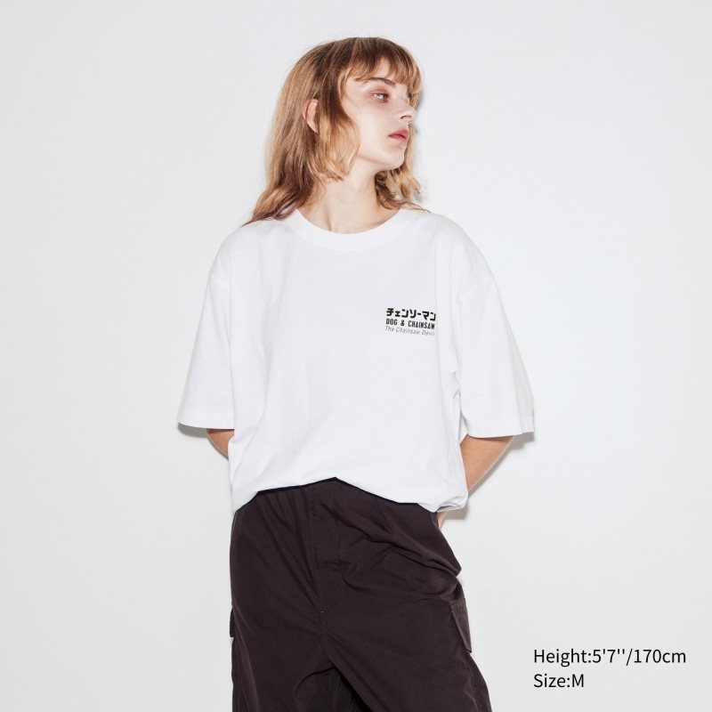 Uniqlo Chainsaw Man × Kosuke Kawamura Short Sleeve Ut Oversized メンズ Tシャツ 白 | 8952810