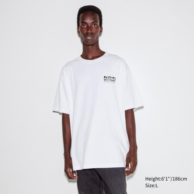 Uniqlo Chainsaw Man × Kosuke Kawamura Short Sleeve Ut Oversized メンズ Tシャツ 白 | 8952810