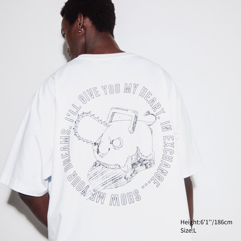 Uniqlo Chainsaw Man × Kosuke Kawamura Short Sleeve Ut Oversized メンズ Tシャツ 白 | 8952810