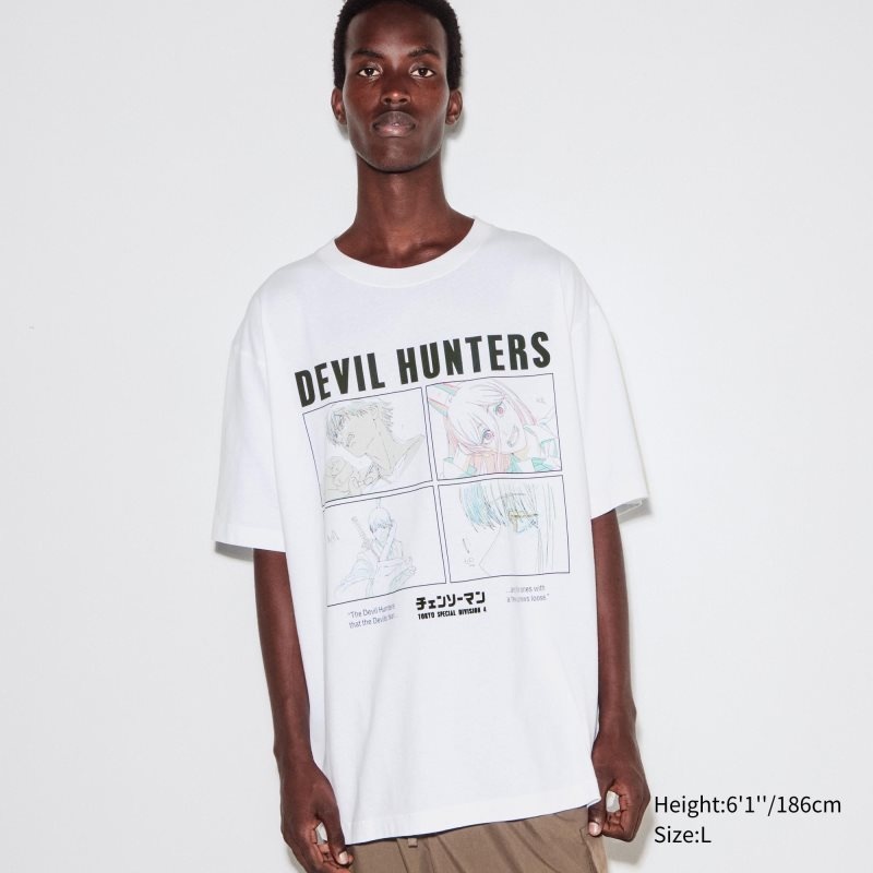Uniqlo Chainsaw Man × Kosuke Kawamura Short Sleeve Ut Oversized メンズ Tシャツ 白 | 2784133