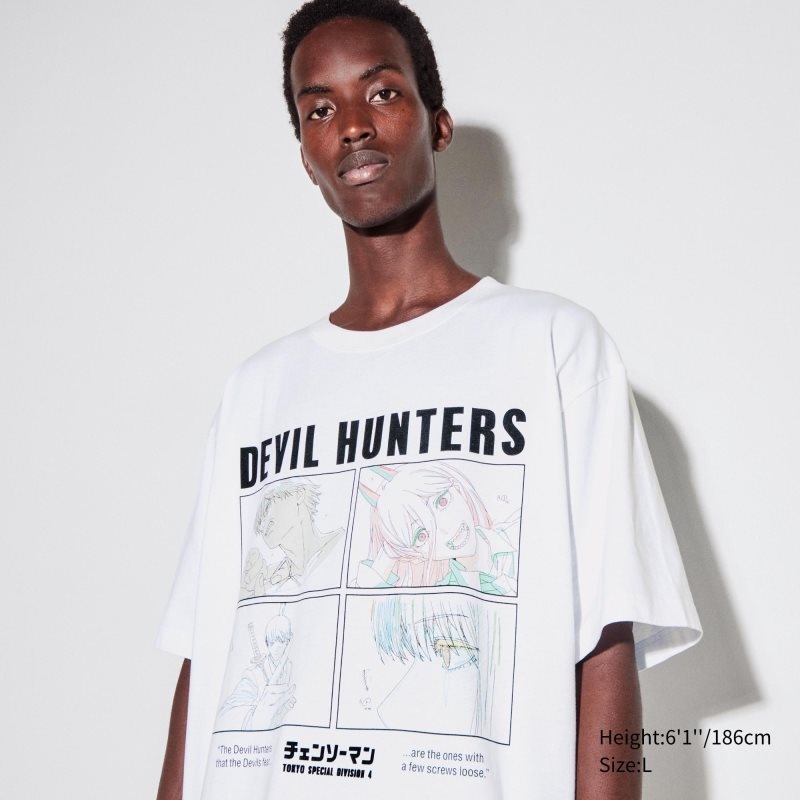 Uniqlo Chainsaw Man × Kosuke Kawamura Short Sleeve Ut Oversized メンズ Tシャツ 白 | 2784133