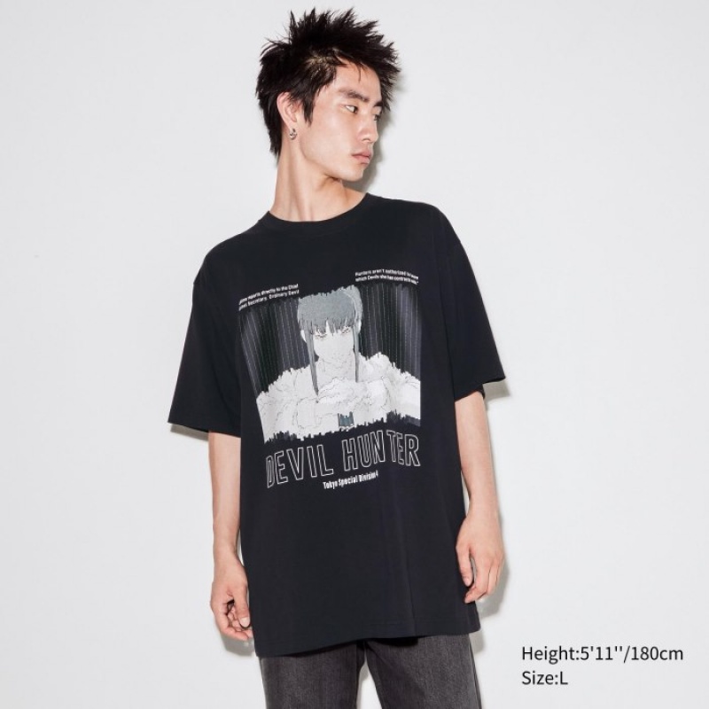 Uniqlo Chainsaw Man × Kosuke Kawamura UT Oversized Short-Sleeve Makima レディース Tシャツ 黒 | 4024608