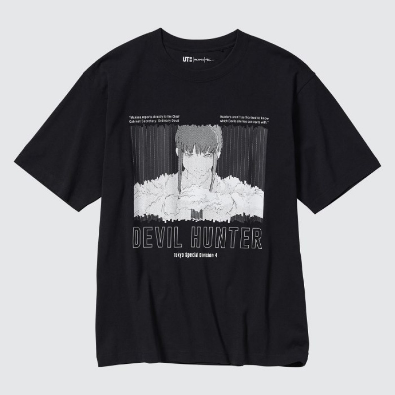 Uniqlo Chainsaw Man × Kosuke Kawamura UT Oversized Short-Sleeve Makima レディース Tシャツ 黒 | 4024608