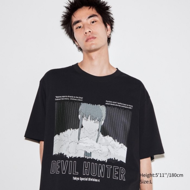 Uniqlo Chainsaw Man × Kosuke Kawamura UT Oversized Short-Sleeve Makima レディース Tシャツ 黒 | 4024608