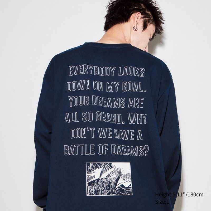 Uniqlo Chainsaw Man × Kosuke Kawamura Ut Long-sleeve Graphic メンズ Tシャツ ネイビー | 2502941